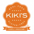An orange badge logo reads "Kiki's Real Food Gluten-Free" with the words "Simply Awesome" on a ribbon at the bottom.